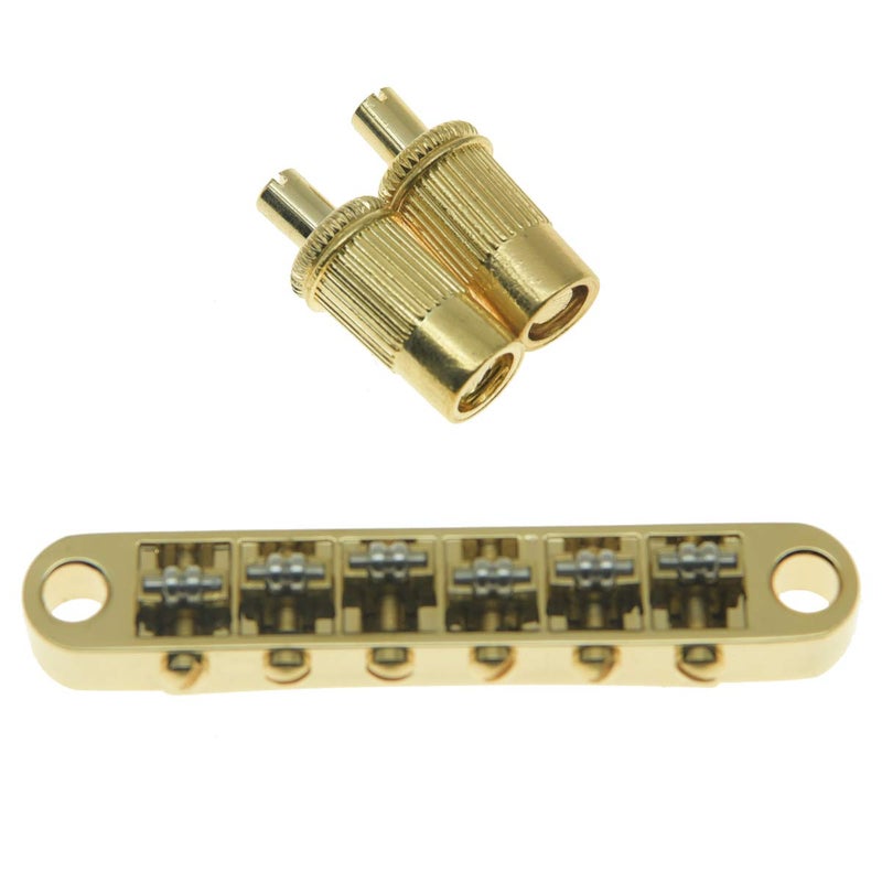 KAISH Gold Guitar Roller Saddle Bridge Tune-O-Matic Bridge For Epi Les Paul,SG,Dot,Bigsby Guitar with M8 Threaded Posts - Image 1